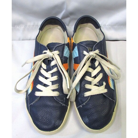 Soludos Womens Shoes Blue Leather Rainbow Wave  Chill Out Sneakers 8.5 - Picture 5 of 12